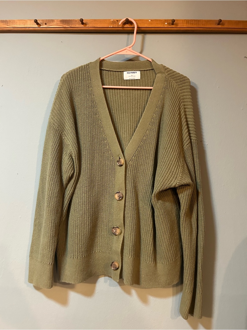 Old Navy Olive Knit Button-Front Cardigan